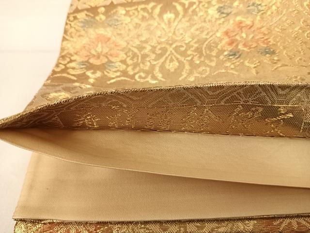 平和屋着物◎六通柄袋帯　寿祥蒔絵段文　金糸　正絹　逸品　AABD7110yx