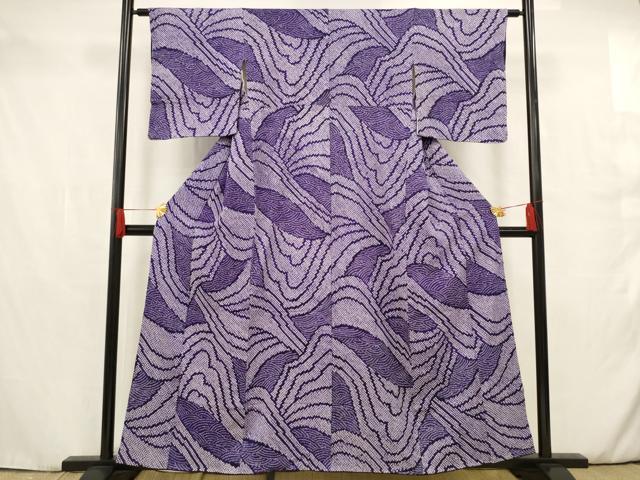 平和屋着物■上質な小紋 総絞り 立波文 三越扱い 正絹 逸品 AAAT4953pf