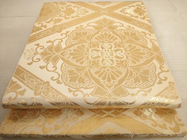 平和屋着物◎六通柄袋帯　天井花文　金糸　正絹　逸品　AAAU8897dt