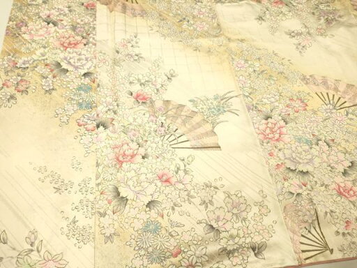 平和屋着物■上質な小紋 手描き 扇面草花文 暈し染め 金銀彩 やまと誂製 正絹 逸品 DAAR3212zy 平和屋着物■上質な小紋 手描き 扇面草花文 暈し染め 金銀彩 やまと誂製 正絹 逸品 DAAR3212zy