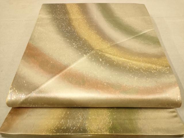 平和屋着物◎六通柄袋帯　霞文　引箔　正絹　逸品　AABC8428dt