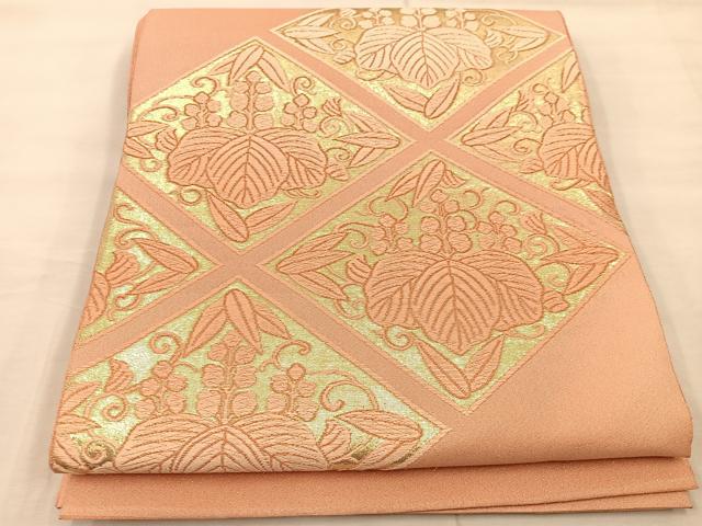 平和屋着物◎太鼓柄袋帯　唐織　桐　正絹　逸品　BAAT9582mz