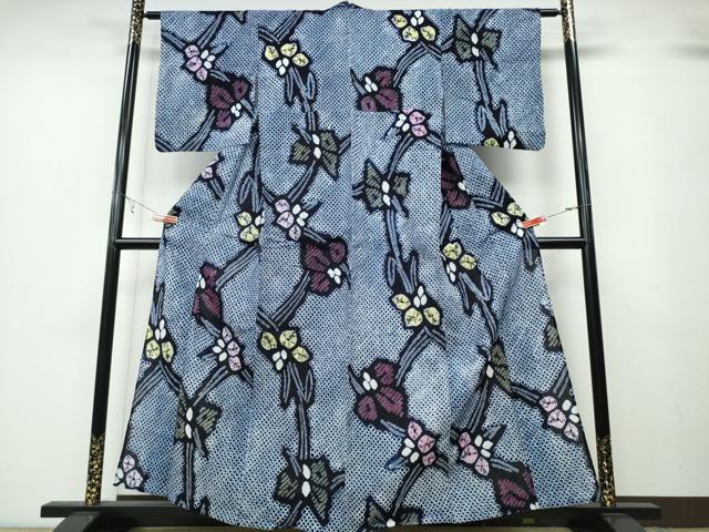 平和屋着物∴夏物　浴衣　有松鳴海絞り　杜若　綿　逸品　CABB6406ng