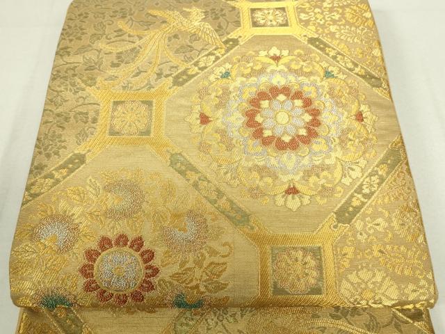 平和屋着物■六通柄袋帯　亀甲祥華文　金銀糸　正絹　逸品　DAAM0472sf