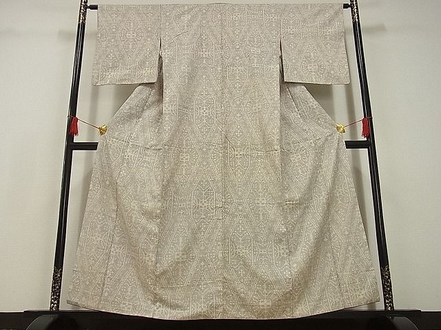 平和屋着物◆上質な紬　菱繋ぎ　着丈156.5cm　裄丈63cm　正絹　逸品　mop2759