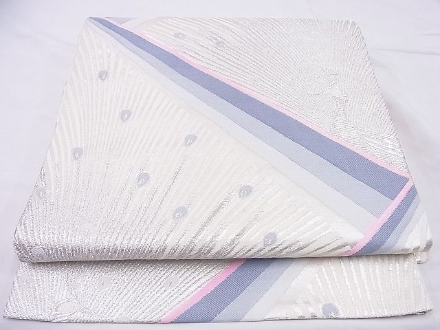平和屋着物■六通柄袋帯　唐織　孔雀羽　銀糸　逸品　n-me0140