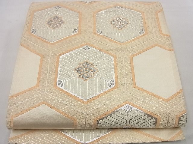 平和屋着物■六通柄袋帯 松亀甲文 銀糸 逸品 n-by4092