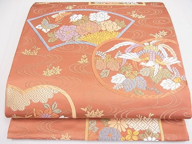 平和屋着物■六通柄袋帯　唐織　地紙鳳凰花蝶文　金糸　逸品　ya0589