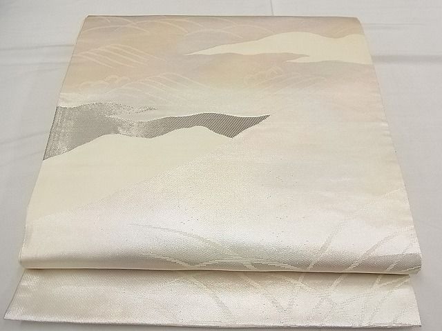 平和屋着物■六通柄袋帯　道長吉祥文　銀糸　逸品　n-me0283