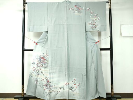 平和屋着物■訪問着 吉祥流水片輪車枝花文 暈し染め 金彩 正絹 逸品 CAAQ7344ev 平和屋着物■訪問着 吉祥流水片輪車枝花文 暈し染め 金彩 正絹 逸品 CAAQ7344ev