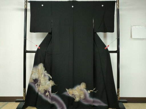 平和屋着物■豪華黒留袖 枝松葉文 暈し染め 金銀彩 やまと誂製 正絹 逸品 CAAR4250ev 平和屋着物■豪華黒留袖 枝松葉文 暈し染め 金銀彩 やまと誂製 正絹 逸品 CAAR4250ev