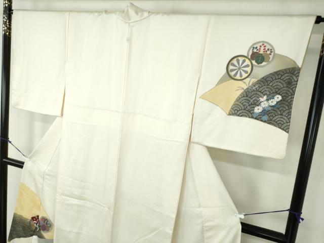 平和屋着物●訪問着　手描き　舞蝶花文　金銀彩　正絹　逸品　DAAY1973ps