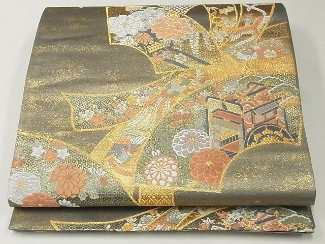 平和屋着物■六通柄袋帯 唐織 束ね熨斗地紙吉祥文 金糸 逸品 ea1171