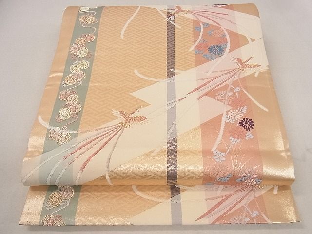 平和屋着物■両面六通柄袋帯 鳳凰吉祥花文 金糸 逸品 jm2882