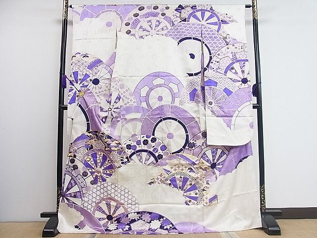 平和屋着物■豪華振袖 駒刺繍 片輪車花文 金彩 逸品 CAAC5761ut