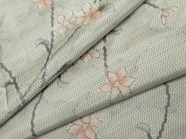 平和屋着物●本場大島紬　白大島　総絣　枝花文　正絹　逸品　未使用　AABF2932cs