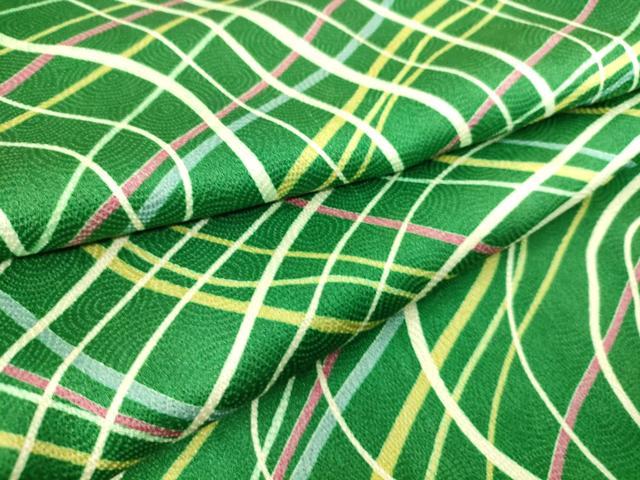 平和屋着物▽上質な小紋　単衣　変わり斜線文　正絹　逸品　DAAS0764az