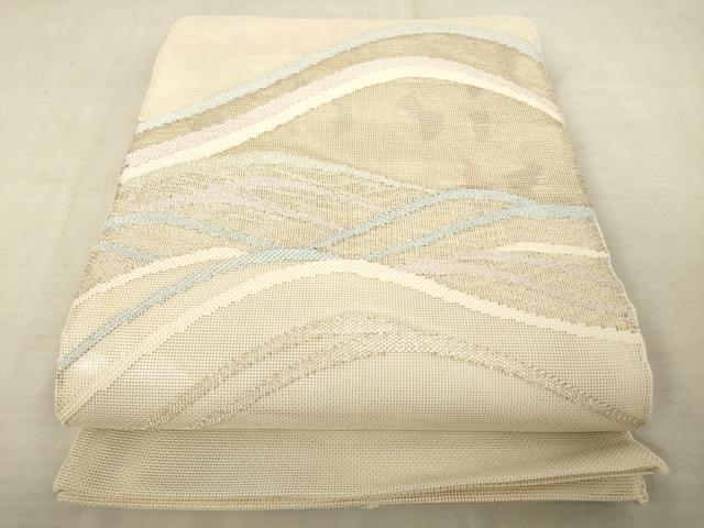 平和屋着物＊夏物　太鼓柄袋帯　立波文　銀糸　正絹　逸品　AAAU0489pf