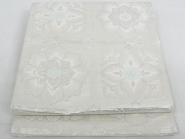 平和屋着物◎六通柄袋帯 唐織 花格子 銀糸 正絹 逸品 AAAH9845Aru