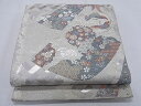 平和屋着物◎六通柄袋帯 唐織 雪輪向かい鳥草花文 銀糸 逸品 CAAF8866pn