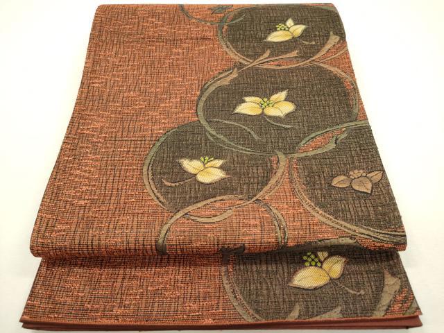 平和屋着物◎六通柄袋帯　花丸文　金糸　正絹　逸品　DAAY6233ea