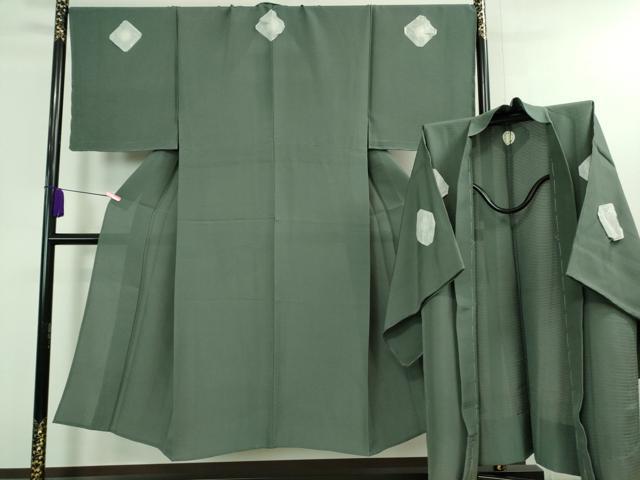 平和屋本店■極上　夏物　男性　色紋付　長羽織セット　絽　豆がら茶色　逸品　未使用　DZAA9883kh5