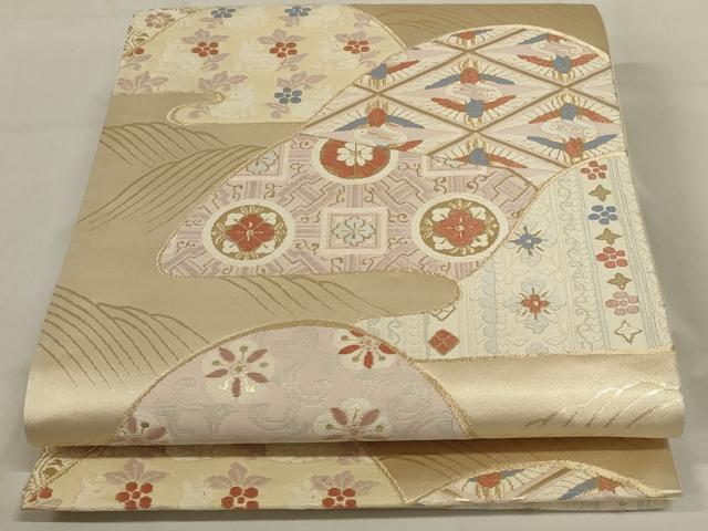 平和屋着物◎六通柄袋帯 唐織 遠山吉祥文 花兎 正絹 逸品 AABD9294ou