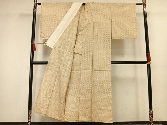 平和屋の平和屋着物▽上質な紬 単衣 幾何学文 正絹 逸品 AAAV8368fy｜アングル3