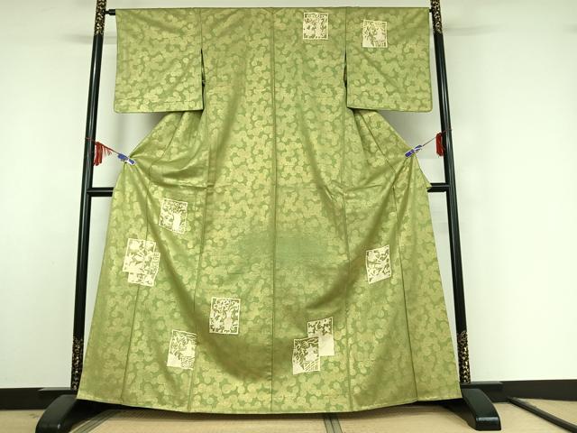 平和屋着物▽訪問着　単衣　花鳥文　金彩　正絹　逸品　AABF1000jh