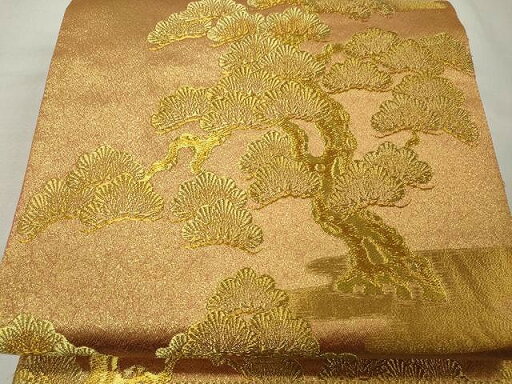平和屋着物◎六通柄袋帯 枝松文 金糸 正絹 逸品 CAAT2173yk 平和屋着物◎六通柄袋帯 枝松文 金糸 正絹 逸品 CAAT2173yk