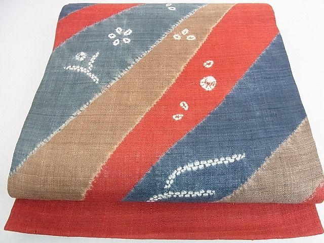 平和屋着物■太鼓柄袋帯　紬地　舞花文　逸品　op8636