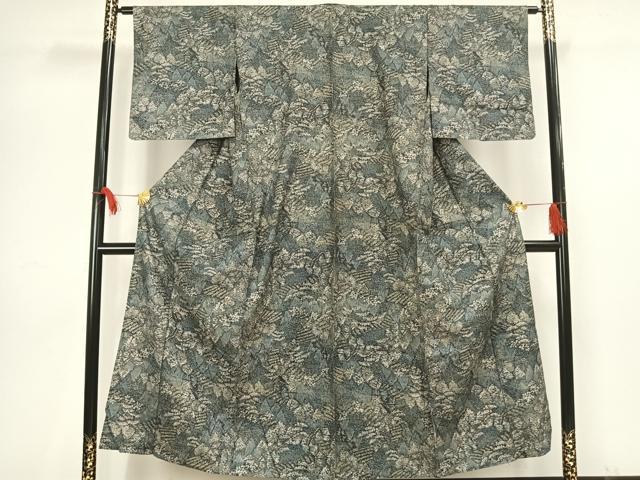 平和屋着物▽上質な小紋　単衣　樹林文　正絹　逸品　AAAV8415fy