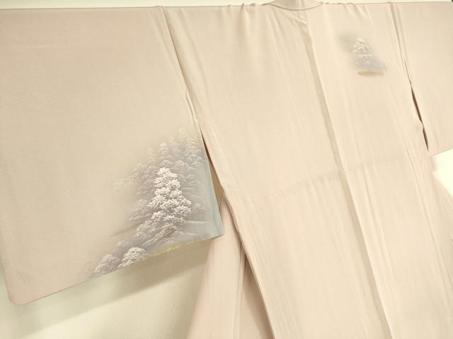 平和屋着物▽訪問着　単衣　風景樹林文　金彩　正絹　逸品　DAAS0555az