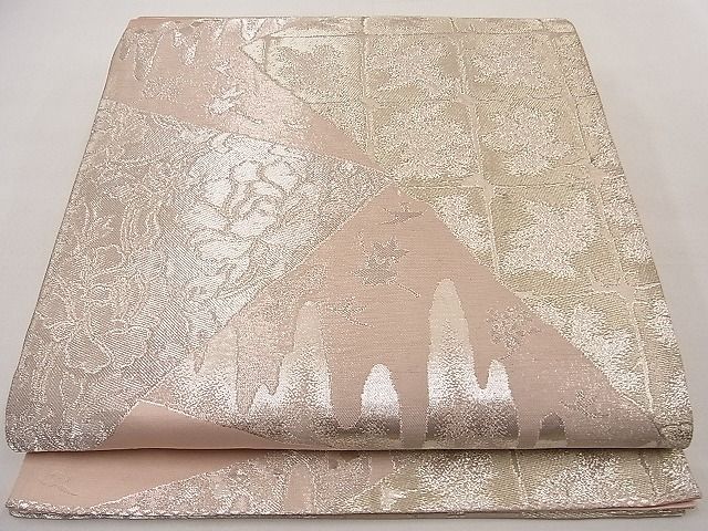 Other - 平和屋着物■六通柄袋帯　切嵌吉祥花文　銀糸　逸品　n-ne2276