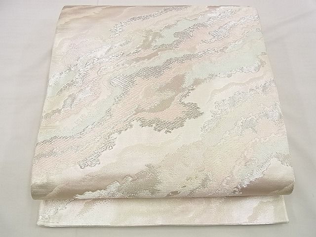 平和屋着物■六通柄袋帯　道長文　銀糸　逸品　n-up0212