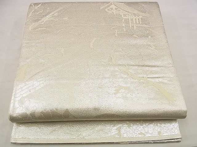 平和屋着物■六通柄袋帯　京洛百景東寺　銀糸　逸品　n-up0583