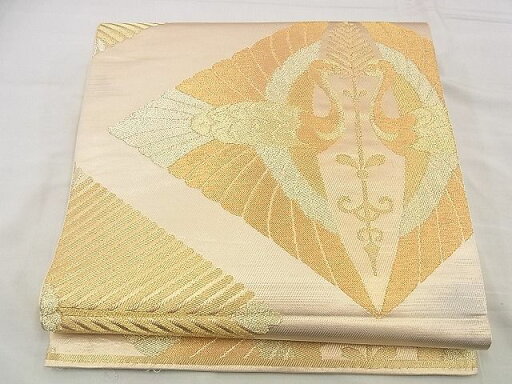 平和屋着物■西陣の名門 本家加納 六通柄 本袋帯 松喰い向かい鶴菱 手織 金糸 逸品 n-me1228 平和屋着物■西陣の名門 本家加納 六通柄 本袋帯 松喰い向かい鶴菱 手織 金糸 逸品 n-me1228