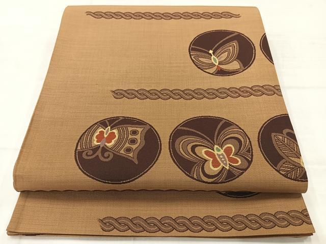 平和屋着物◎六通柄袋帯　舞蝶丸文　正絹　逸品　AABC8885uk