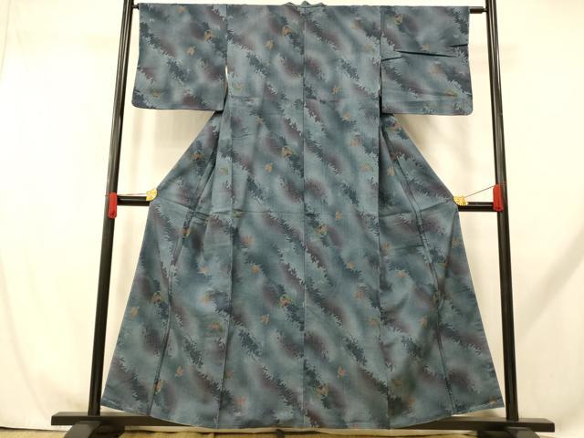 Uramono - 平和屋着物■上質な小紋　紬地　霞舞蝶文　暈し染め　正絹　逸品　未使用　AABH9261fw