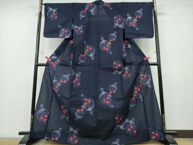 平和屋の平和屋着物∴夏物 浴衣 綿紅梅 満月 紫陽花 ラメ 綿 逸品 未使用 CABE9006ng｜アングル2