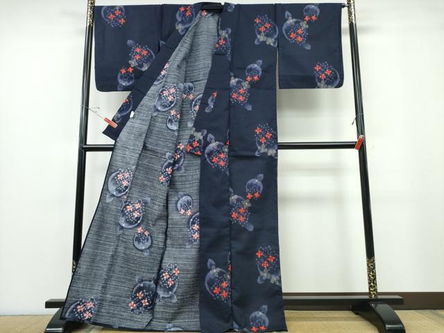 平和屋の平和屋着物∴夏物 浴衣 綿紅梅 満月 紫陽花 ラメ 綿 逸品 未使用 CABE9006ng｜アングル3