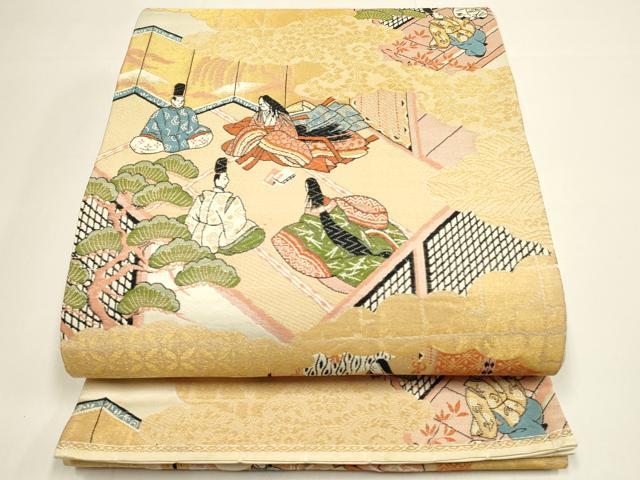 Rakuten - 平和屋着物◎六通柄袋帯　唐織　平安人物文　金糸　正絹　逸品　DABC9835qp
