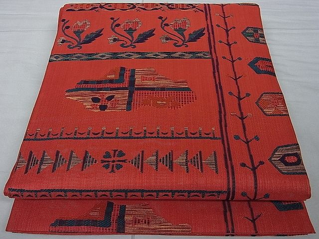 平和屋着物■六通柄袋帯　吉祥草花文　逸品　kb2103