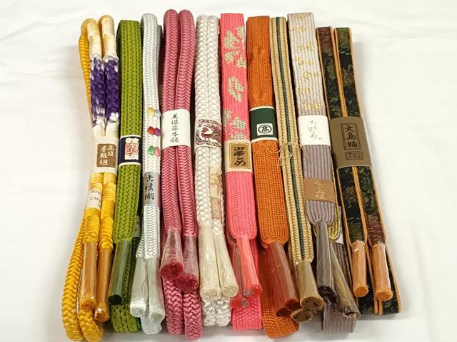 平和屋着物●和装小物　帯締め10本セット　手組紐　高麗組　大島紬　金糸　美保姿本舗　高島屋扱い　逸品　未使用　DABD7072zzz