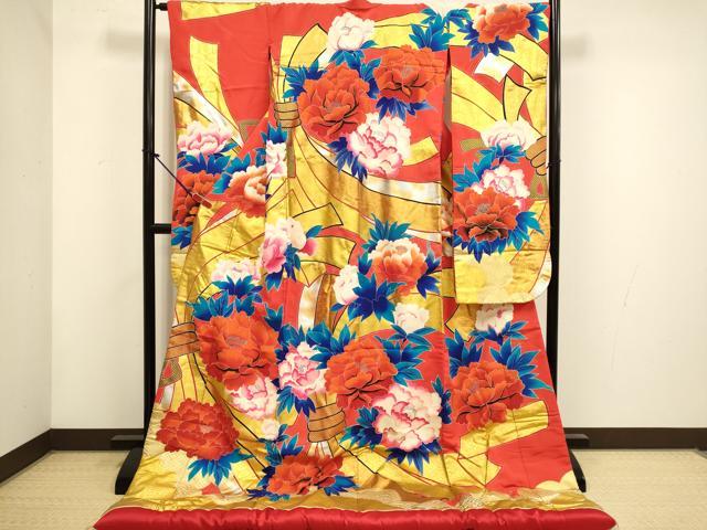 平和屋本店●色打掛　お引きずり　和装　婚礼　結婚式　花嫁　神社挙式　束ね熨斗花文　金銀彩　逸品　DABH4896du