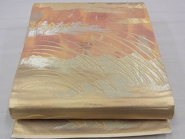 平和屋着物■六通柄袋帯 霞芝草文 金銀糸 逸品 n-bg0078