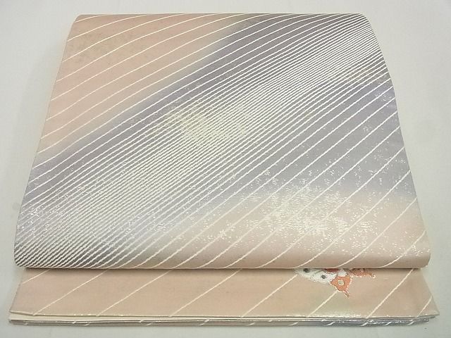 平和屋着物■六通太鼓柄袋帯　斜縞　引箔　逸品　ea1040