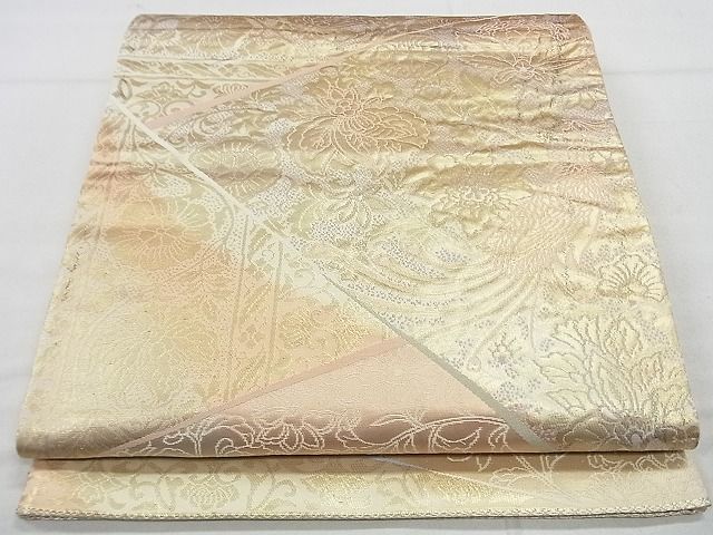 平和屋着物■六通柄袋帯 切嵌花鳥文 金糸 逸品 ap4996