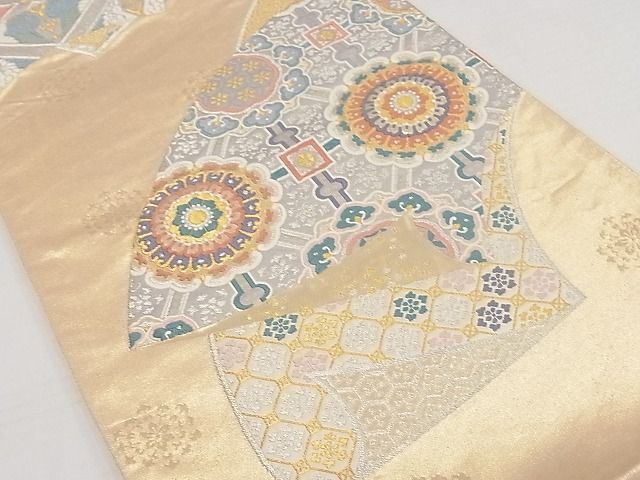 平和屋着物■六通柄袋帯　唐織　地紙重ね吉祥花文　金銀糸　逸品　rv8819