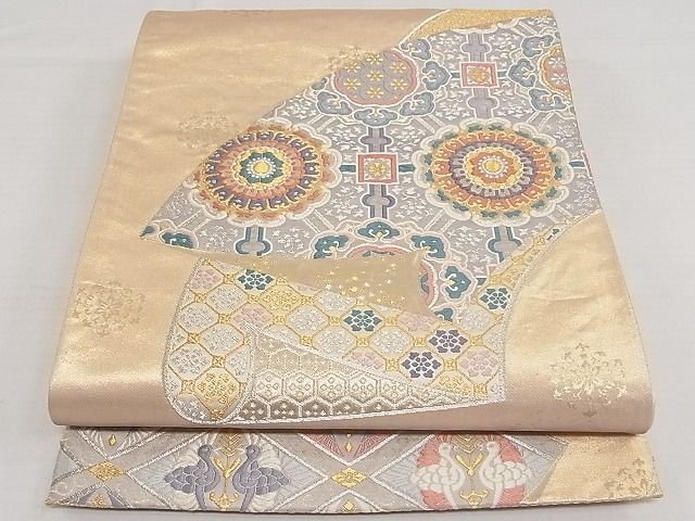 平和屋着物■六通柄袋帯　唐織　地紙重ね吉祥花文　金銀糸　逸品　rv8819